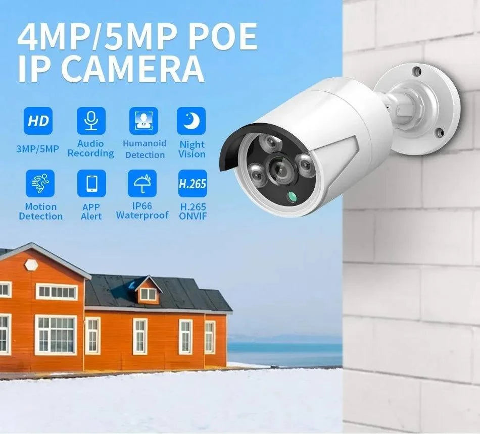 Hiseeu H.265 POE IP 4MP 5MP CCTV IP Surveillance Security Camera for Audio Record POE NVR System Waterproof Outdoor Night Vision - Property & Safety Tradings