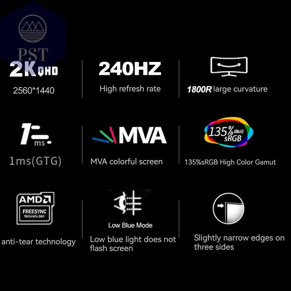SKSE 27 Inch 2K Monitor 240HZ Display LED 1800R Curved Screen Computer Gaming Monitor PC HD DP/HDMI Interface 2560*1440 PST PS Tradings  PST PS Tradings  PST PS Tradings SKSE 27 Inch 2K Monitor 240HZ Display LED 1800R Curved Screen Computer Gaming Monitor PC HD DP/HDMI Interface 2560*1440