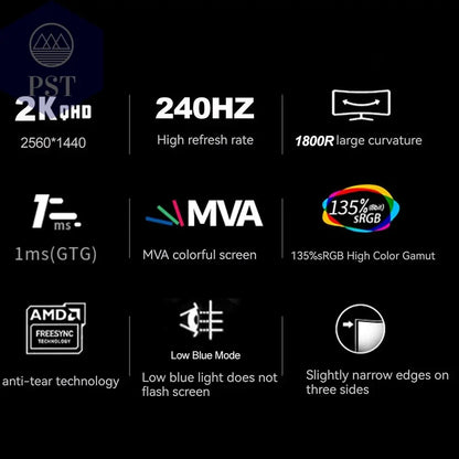 SKSE 27 Inch 2K Monitor 240HZ Display LED 1800R Curved Screen Computer Gaming Monitor PC HD DP/HDMI Interface 2560*1440 PST PS Tradings  PST PS Tradings  PST PS Tradings SKSE 27 Inch 2K Monitor 240HZ Display LED 1800R Curved Screen Computer Gaming Monitor PC HD DP/HDMI Interface 2560*1440