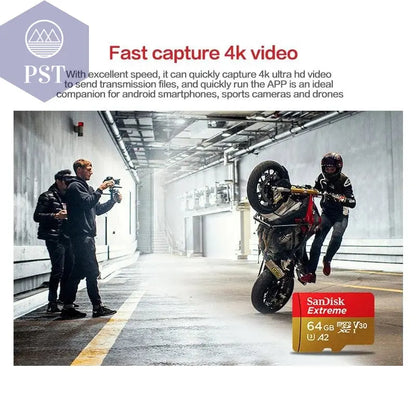 Sandisk Micro SD Card Original Extreme A2 V30 U3 SDXC Flash 32GB 64GB 128GB 256GB MicroSD Card 190MB/s TF Card for Phone Tablet - PST PS Tradings