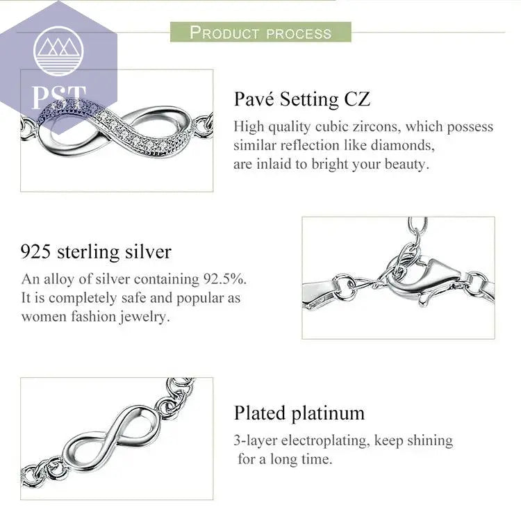 Silbernes Infinity Love Kettenglied PST PS Tradings  PST PS Tradings  PST PS Tradings Silbernes Infinity Love Kettenglied