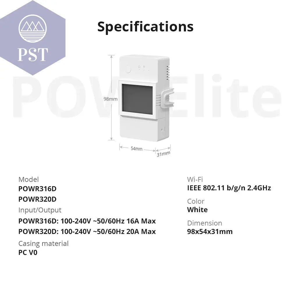 Sonoff Pow R3 16A /20A Wifi Smart Switch Höhere Genauigkeit Stromverbrauch Messen Monitor Strom Energie Verwendung Funktioniert mit Alexa       PST PS Tradings