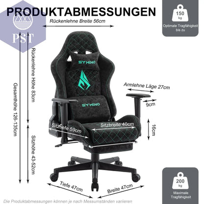 Symino Gaming Stuhl mit Fußstütze & Lederdesign PST PS Tradings Stuhl PST PS Tradings  PST PS Tradings