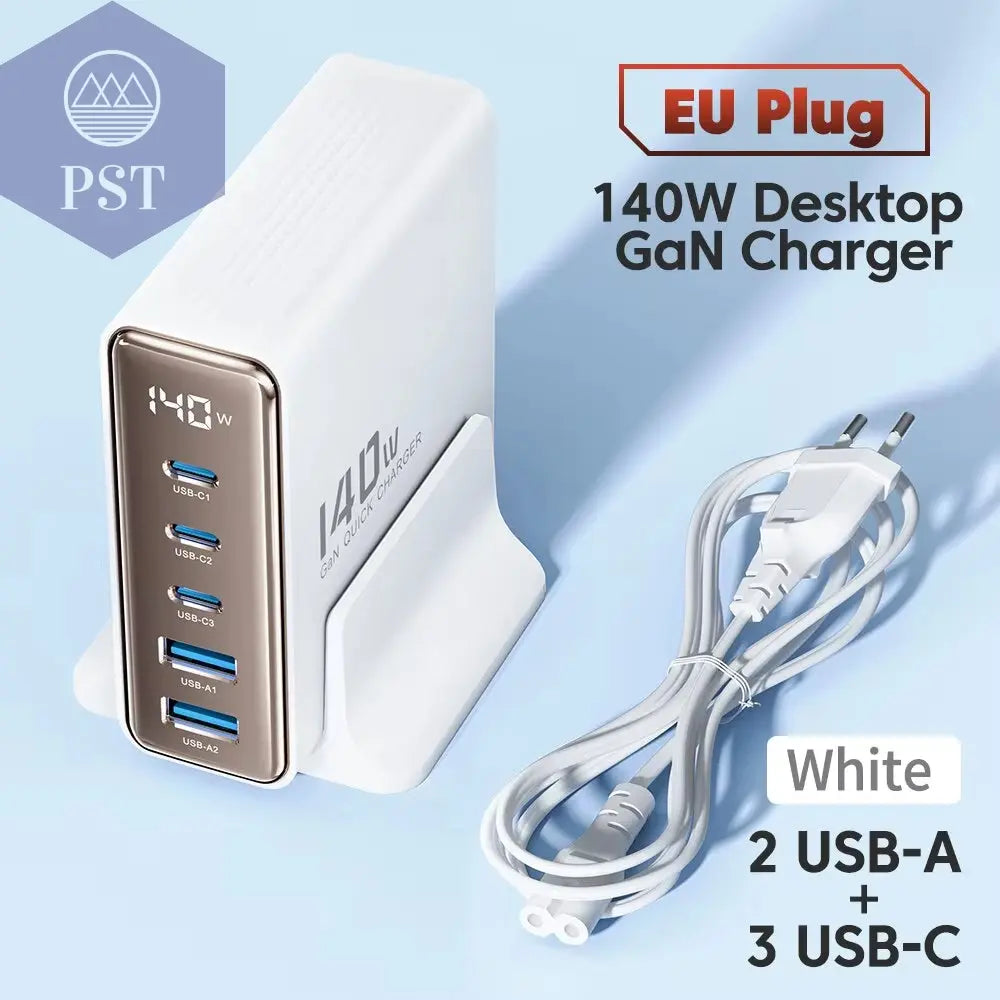 Toocki 140W Gan Usb Ladegerät 5 In1 Desktop Schnell Aufladen Usb Typ C Ladegerät Led Display Ladegerät Für Iphone Xiaomi Smartphone Laptop PST PS Tradings  PST PS Tradings Eu-White PST PS Tradings Toocki 140W Gan Usb Ladegerät 5 In1 Desktop Schnell Aufladen Usb Typ C Ladegerät Led Display Ladegerät Für Iphone Xiaomi Smartphone Laptop