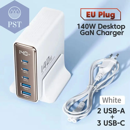 Toocki 140W Gan Usb Ladegerät 5 In1 Desktop Schnell Aufladen Usb Typ C Ladegerät Led Display Ladegerät Für Iphone Xiaomi Smartphone Laptop PST PS Tradings  PST PS Tradings Eu-White PST PS Tradings Toocki 140W Gan Usb Ladegerät 5 In1 Desktop Schnell Aufladen Usb Typ C Ladegerät Led Display Ladegerät Für Iphone Xiaomi Smartphone Laptop