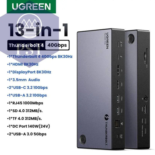 UGREEN Thunderbolt4 Docking Station 13-in-1 40Gbps Triple 4K 60Hz Single 8K 30Hz with HDMI DP RJ45 SD&TF 4.0 for MacBook Laptop - Property & Safety Tradings