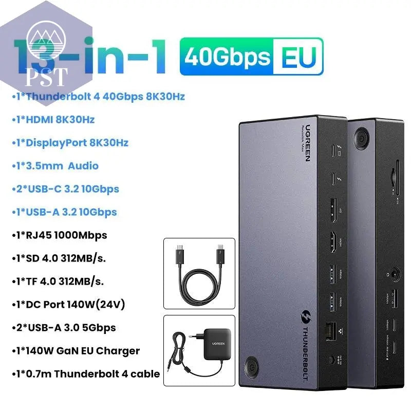 UGREEN Thunderbolt4 Docking Station 13-in-1 40Gbps Triple 4K 60Hz Single 8K 30Hz with HDMI DP RJ45 SD&TF 4.0 for MacBook Laptop - Property & Safety Tradings