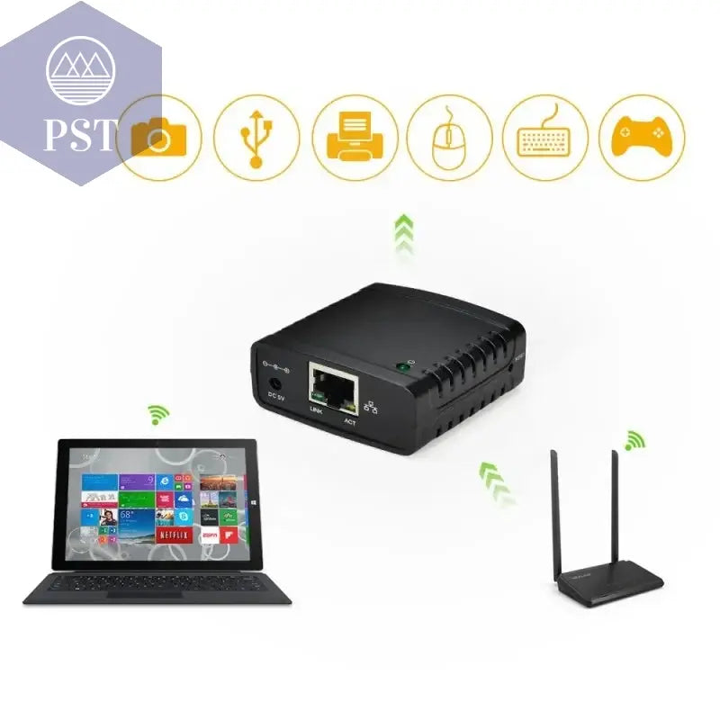 USB 2.0 Port LPR Printer Server MFT Print With 10/100Mbps Ethernet Port Sharing a LAN Networking Printer Adapter       PST PS Tradings