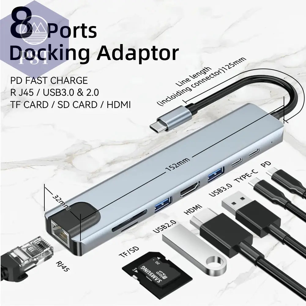 USB C Hub 8in1 mit 4K HDMI & 100W PD PST PS Tradings  PST PS Tradings  PST PS Tradings