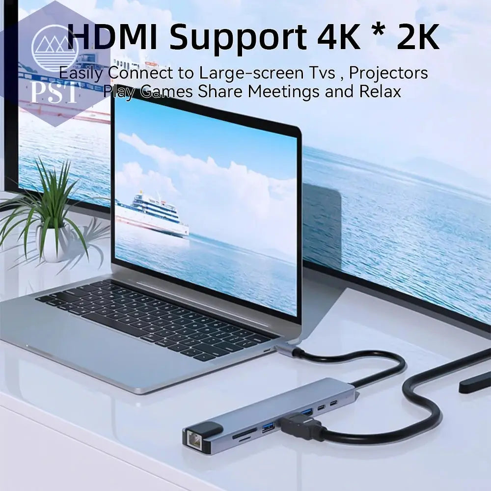 USB C Hub 8in1 mit 4K HDMI & 100W PD PST PS Tradings  PST PS Tradings  PST PS Tradings