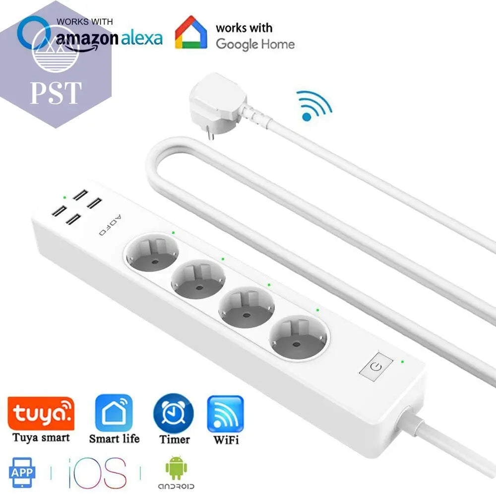 USB and EU Smart WiFi Power Strip      China-EU-Plug-White PST PS Tradings