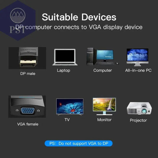 Vention Displayport to VGA Adapter 1080P Display Port Male to VGA Female Audio Converter for Projector HDTV DVDMonitor DP to VGA - Property & Safety Tradings
