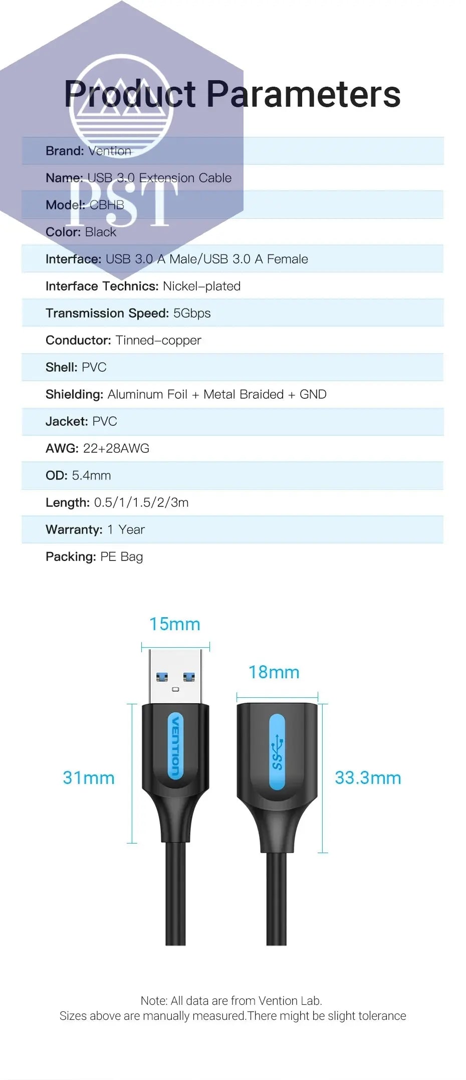 Vention USB 3.0 Extension Cable Male to Female Extender Cable Fast Speed USB 3.0 Cable Extended for laptop PC USB 2.0 Extension       PST PS Tradings