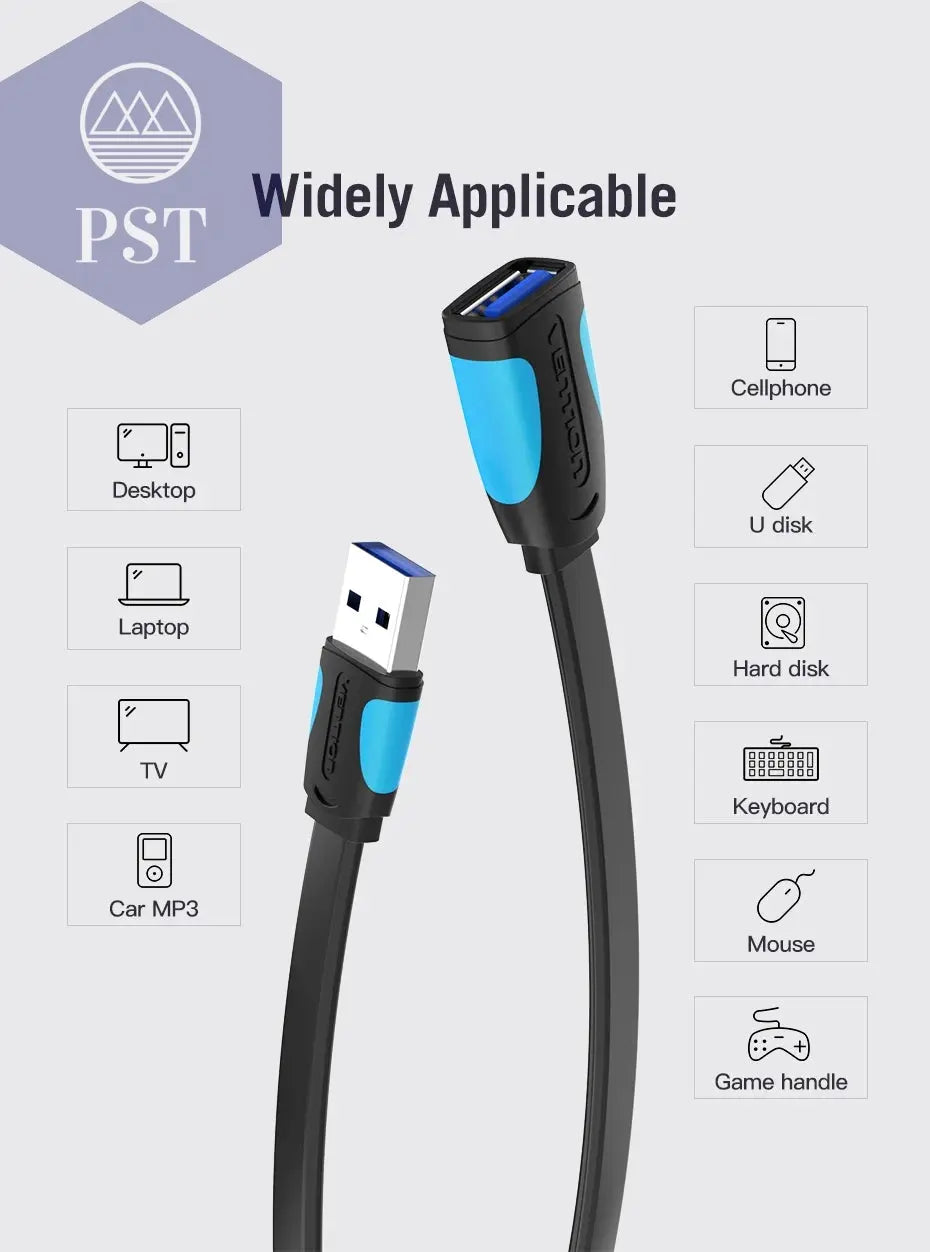 Vention USB 3.0 Extension Cable Male to Female Extender Cable Fast Speed USB 3.0 Cable Extended for laptop PC USB 2.0 Extension       PST PS Tradings