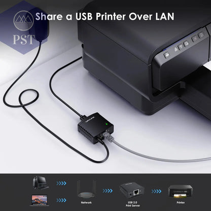 Wavlink USB 2,0 LRP Teilen ein LAN Ethernet Vernetzung Drucker Power Adapter USB HUB 100Mbps netzwerk druck server UNS  Electronics     PST PS Tradings