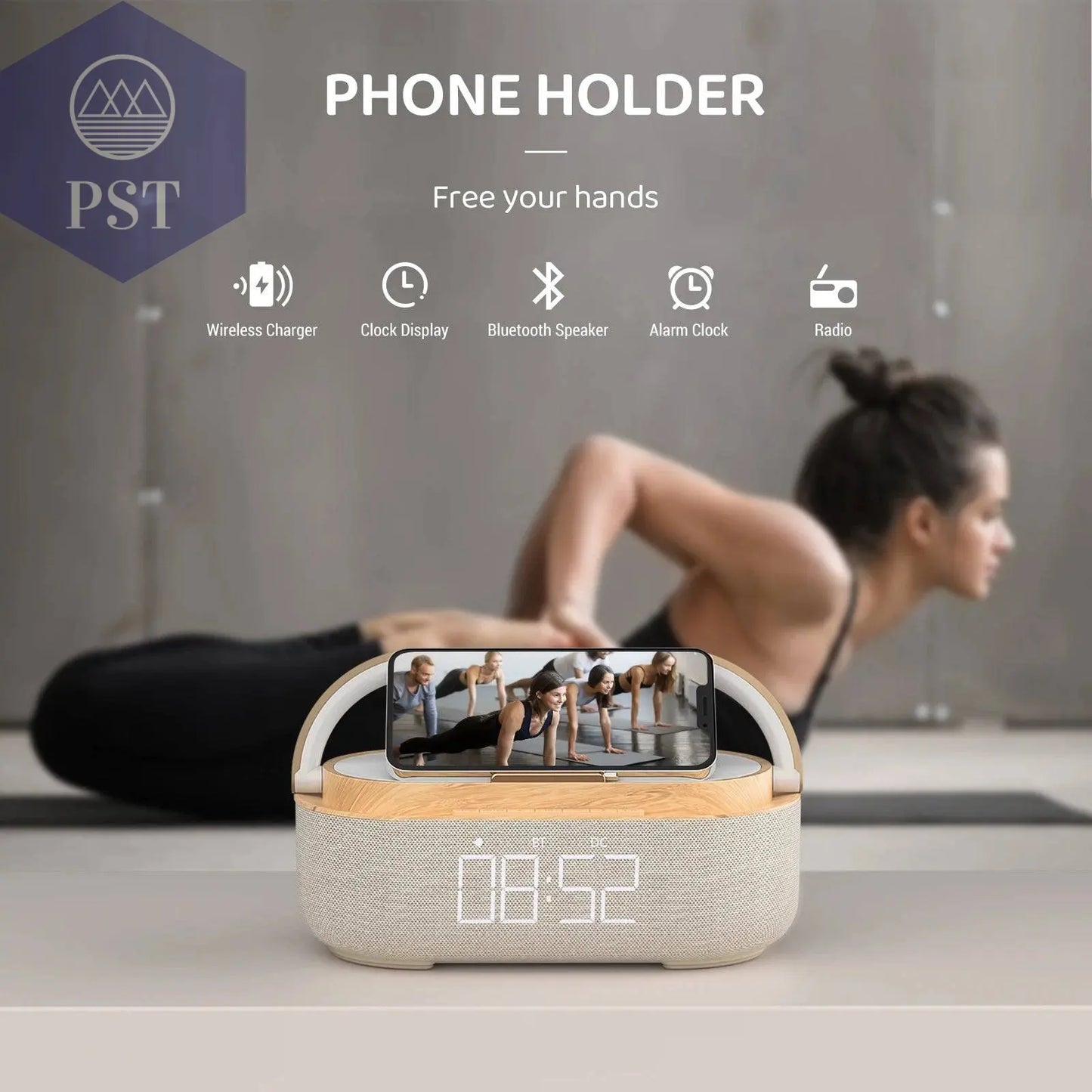 Wireless Fast Charge Digital Alarm Clock Bluetooth Speaker Snooze LED Display Bedroom Light Wireless Speaker Charging Stationr - Property & Safety Tradings