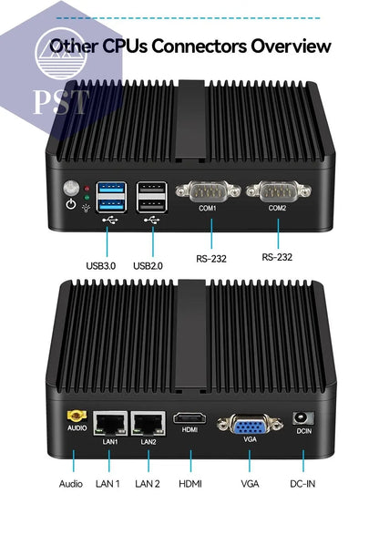 XCY Fanless Mini PC Intel Celeron J4125 2x GbE LAN 2x RS232 HDMI VGA Support WiFi 4G LTE Windows 10 Linux Industrial Computer       PST PS Tradings