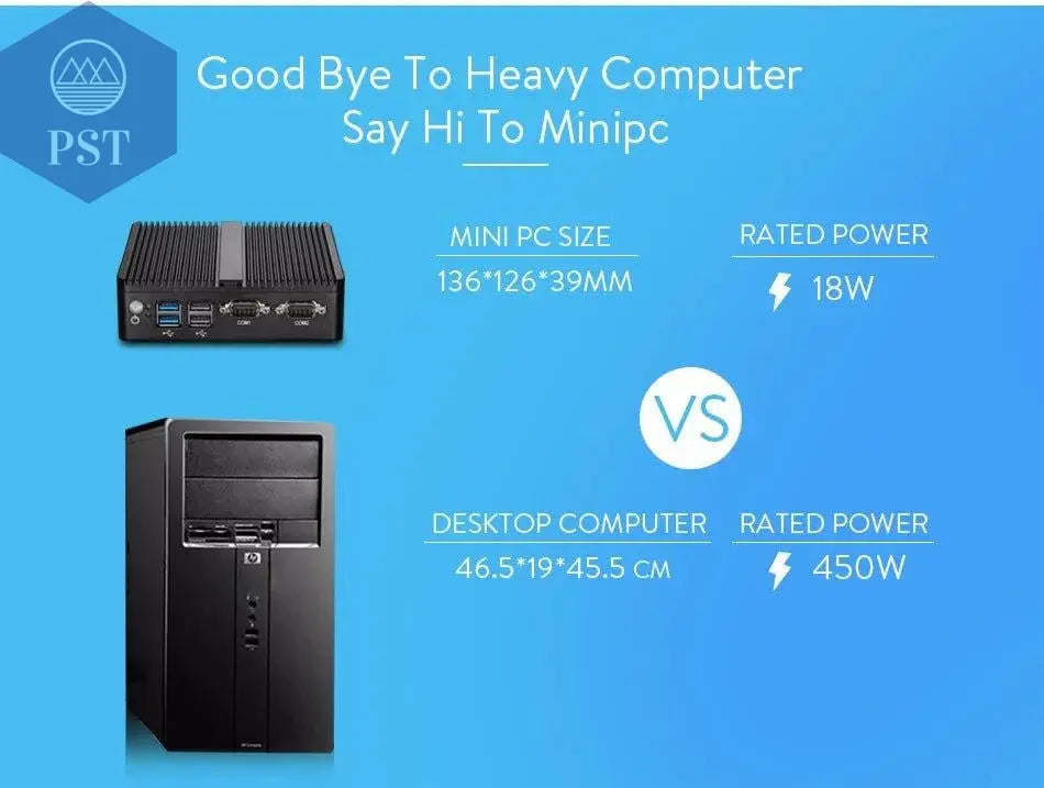 XCY Fanless Mini PC Intel Celeron J4125 2x GbE LAN 2x RS232 HDMI VGA Support WiFi 4G LTE Windows 10 Linux Industrial Computer       PST PS Tradings