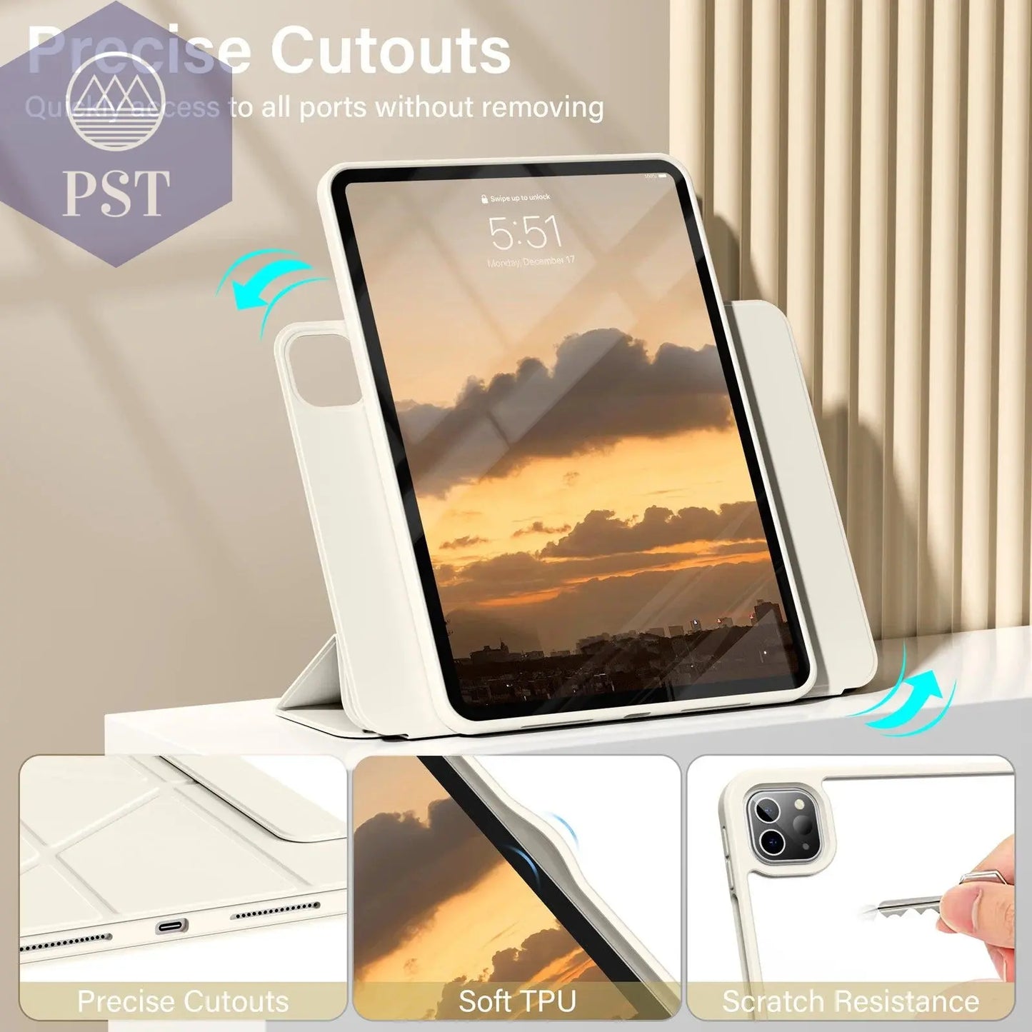 ZOYU Case iPad 10 Air 11 4/5 10.9 Pro 11 13 2024  Detachable Y-Shaped Folding, iPad 10.2 7/8/9th Gen Rotate 360°Detachable Cover - PST PS Tradings